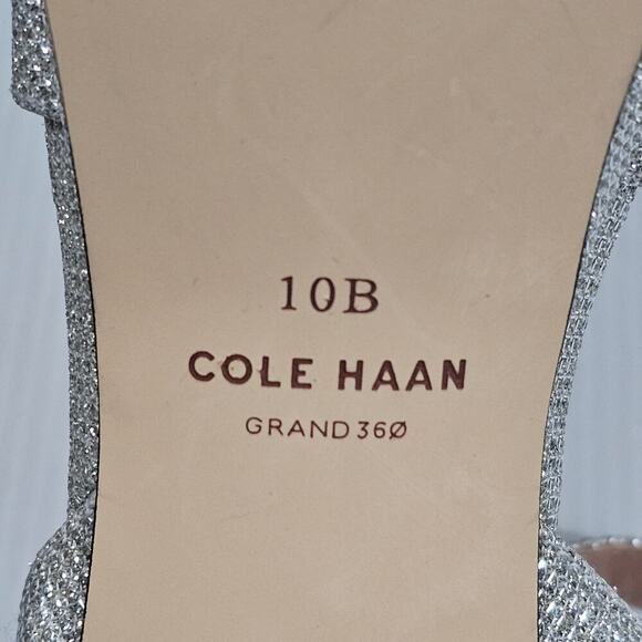 NEW Cole Haan Riannon Platform Heel Womens 10 Silver Glitter Block Heel Evening - Picture 13 of 14